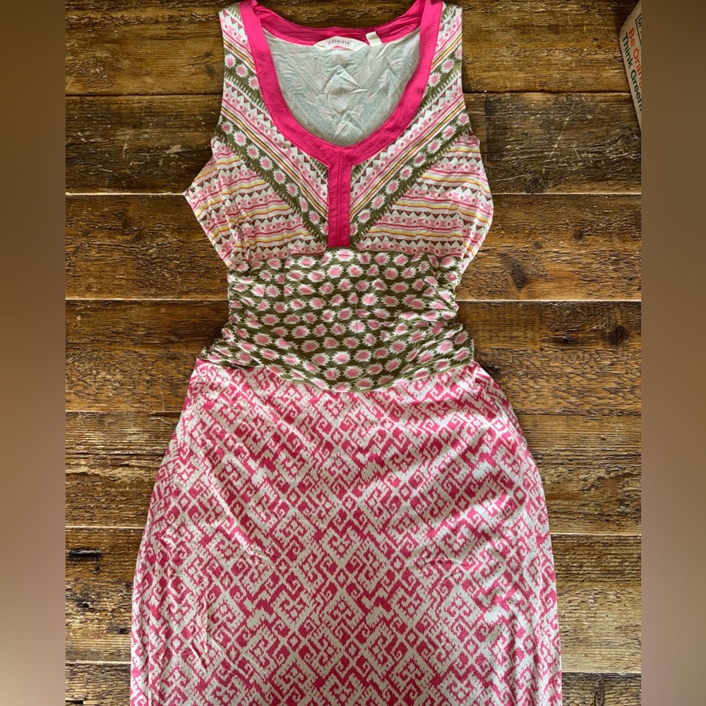 Athleta Pink and Green Patterned Dress